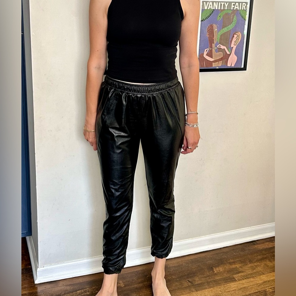 David Lerner like new vegan leather jogger pants.